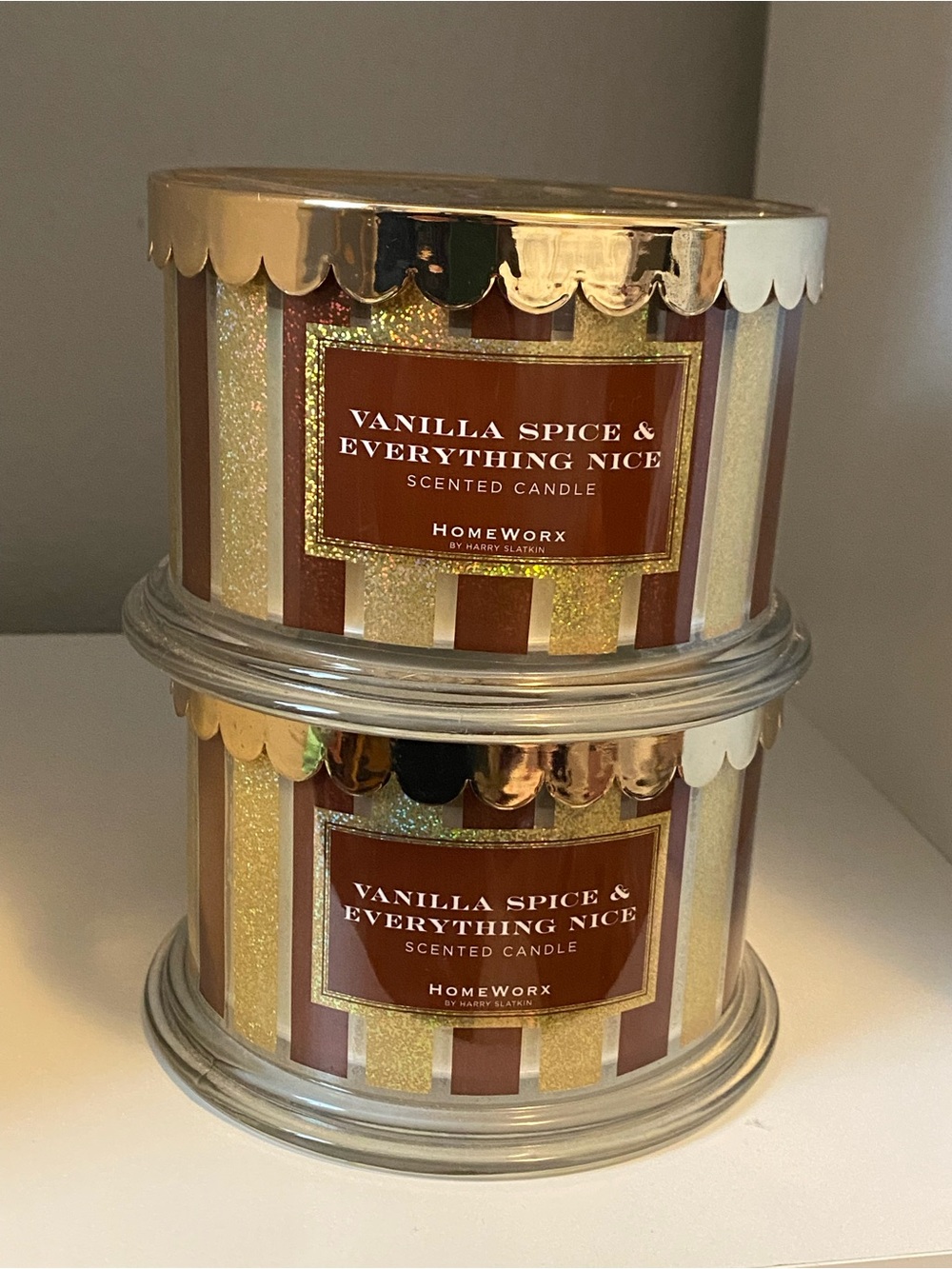 HomeWorx Vanilla Spice & Everything Nice Scented Candles - Gold & Brown